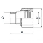 Соединение зажимное прямое для трубы Ø22мм 1/2″Н латунное LS332S OPTIMUM