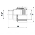 З'єднання зажимне пряме для труби Ø28мм 3/4″З латунне LS442S OPTIMUM