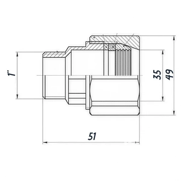 Соединение зажимное прямое для трубы Ø34мм 1″Н латунное LS552S OPTIMUM