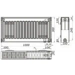 Радиатор стальной 22/300х1000 низ-справа/бок KALITE (без клапана OUTER)
