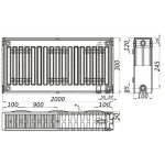 Радиатор стальной 22/300х2000 низ-справа/бок KALITE (без клапана OUTER)