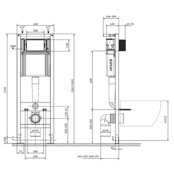 КОМПЛЕКТ С45: ИНСТ СИС-МА SYSTEM 40  MEХАН+ ZIP  413 з дюр сид LIFT+ кнопка смыва ENTER II хром