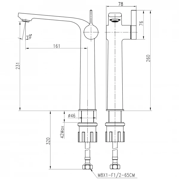 Смеситель для умывальника TOPAZ MODERNO TMD-33203-H78
