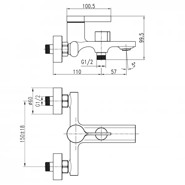 Смеситель для ванны TOPAZ  Moderno TMD-33101-H78A