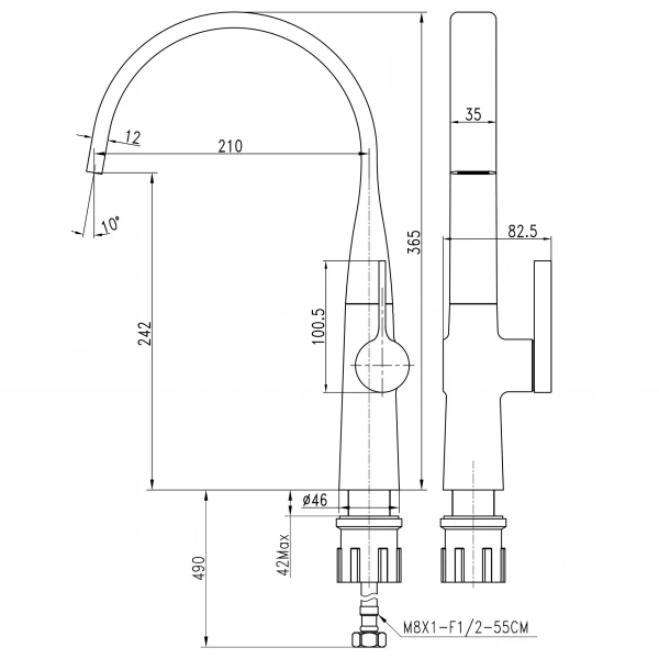 Смеситель для кухни TOPAZ  MODERNO TMD-33203S-H78A
