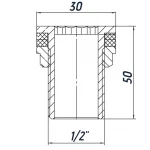Врезка в бак 1/2″Н нержавеющая SO332S OPTIMUM
