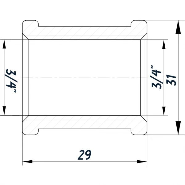 Муфта 3/4″ВВ нержавіюча SM441S OPTIMUM