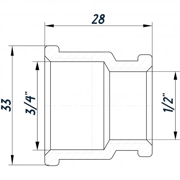 Муфта редукційна 3/4″х1/2″ВВ нержавіюча SM431S OPTIMUM