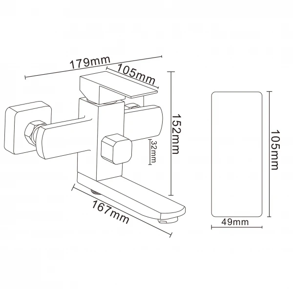 Смеситель для ванны Globus Lux KUBUS SKU-102N