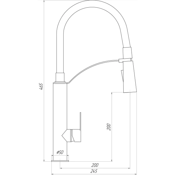 Смеситель для кухни TOPAZ MODERNO TMD-8817-H23-BL