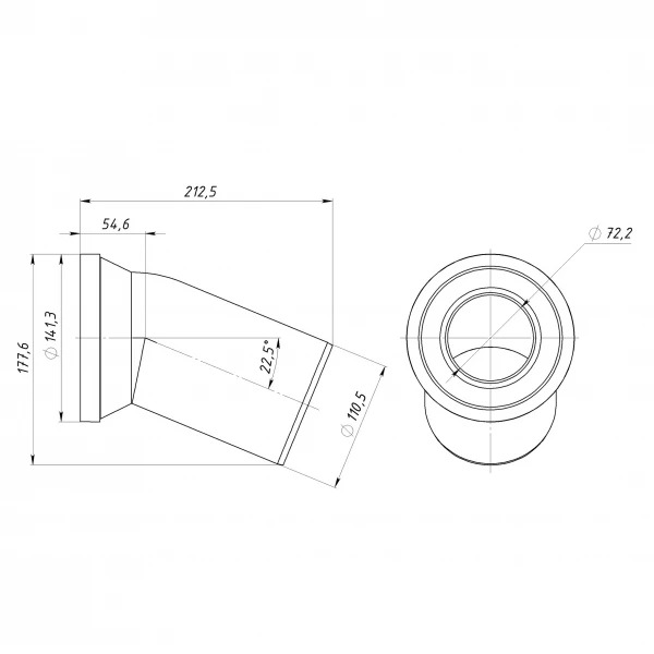 Коліно OPTIMUM для унітазу 22,5 ° D110 пластик OPTI 21410/222