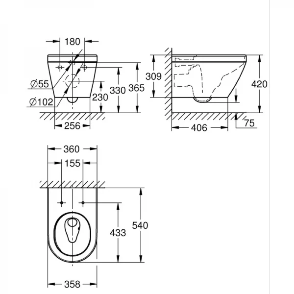 Унітаз настінного монтажу Grohe Euro Ceramic (102485SH00)