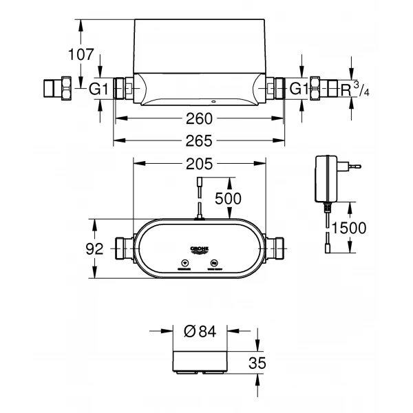 Інтелектуальний контролер води з 3-ма датчиками Grohe Sense Guard (22502LN1)