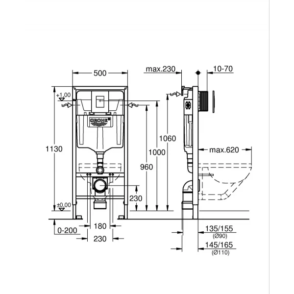 Комплект Grohe Set Унитаз DIVERSE-0301-T1 + Инсталляция Grohe Rapid SL 38772001 (38772001DIVERS0301T1)