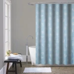 Шторка для ванної Mixxus SCT-002-180x180 з поліестеру із вбудованими кільцями (Візерунок світло-синій) (AC0649)