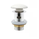 Донный клапан для раковины с переливом Mixxus POP-UP-08 WHITE автоматический (Click-Clack) (Белая керамическая накладка) 1 1/4'' (AC3564)