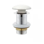 Донный клапан для раковины без перелива Mixxus POP-UP-09 WHITE автоматический (Click-Clack) (Белая керамическая накладка) 1 1/4'' (AC3567)