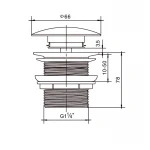 Донный клапан для раковины без перелива Mixxus POP-UP-09 BLACK автоматический (Click-Clack) (Черная керамическая накладка) 1 1/4'' (AC3568)