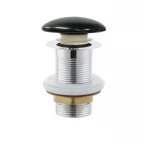 Донный клапан для раковины без перелива Mixxus POP-UP-09 BLACK автоматический (Click-Clack) (Черная керамическая накладка) 1 1/4'' (AC3568)