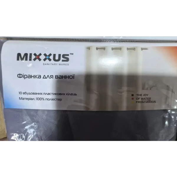 Шторка для ванной Mixxus SCT-004-180x180 из полиэстера со встроенными кольцами (Узор 