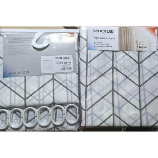 Шторка для ванної Mixxus SCT-010-200x180 з поліестеру (Візерунок 