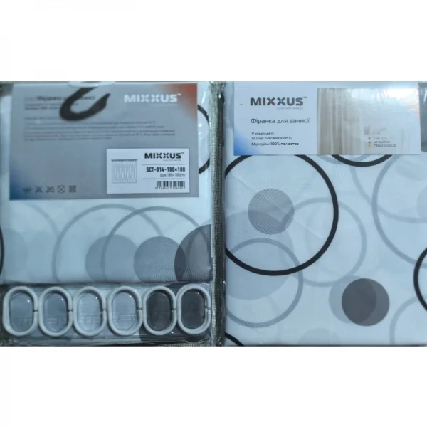 Шторка для ванної Mixxus SCT-014-180x180 з поліестеру (Візерунок 