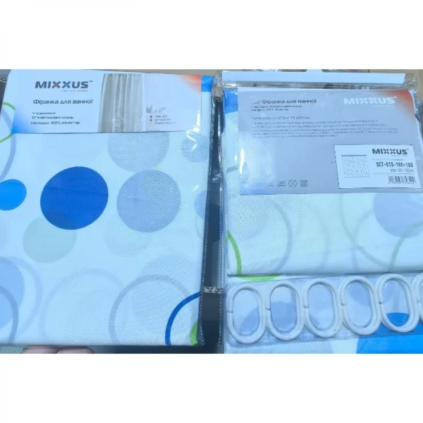 Шторка для ванної Mixxus SCT-015-180x180 з поліестеру (Візерунок 