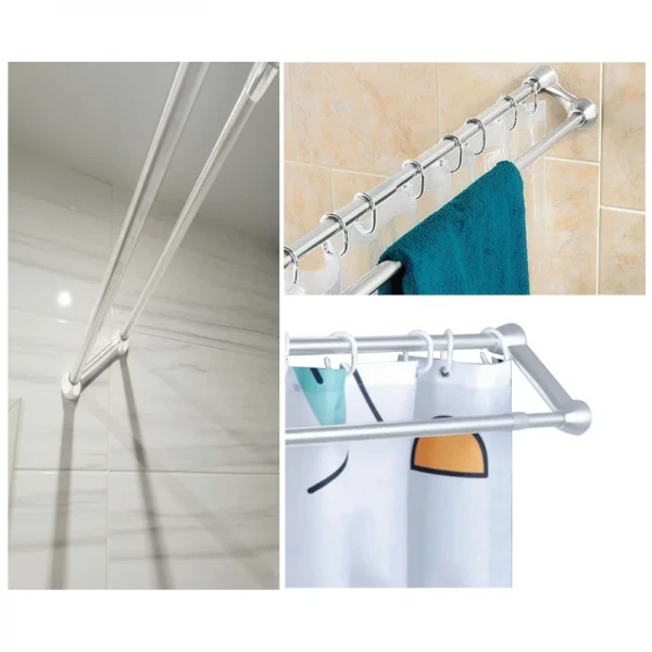 Штанга для шторки телескопическая с полотенцедержателем Mixxus CRA-D-75x125 75cm-125cm (алюминий) (БЛИСТЕР) (AC3588)