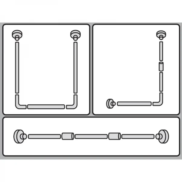 Штанга для шторки П-образная универсальная Mixxus CRA-U-80x80x80 80x80x80cm, 80x160cm, 240cm (алюминий) (БЛИСТЕР) (AC3592)