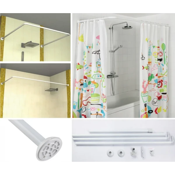 Штанга для шторки П-образная универсальная Mixxus CRA-U-90x90x90 90x90x90cm, 90x180cm, 270cm (алюминий) (БЛИСТЕР) (AC3593)