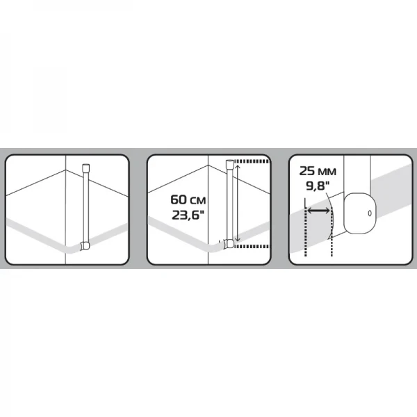 Штанга для шторки поддерживающая прямая Mixxus CRA-S-60 60cm (алюминий) (БЛИСТЕР) (AC3594)