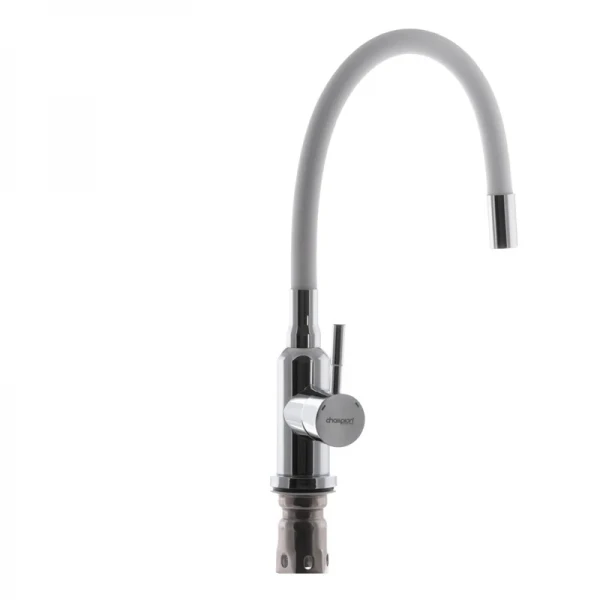 Змішувач для кухні Champion SUS-011 Refl нержавіюча сталь/білий, гнучкий вилив (CH0292)