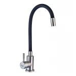 Смеситель для кухни с силиконовым изливом Champion SUS-011 Refl.Black (нерж. сталь) (CH0332)