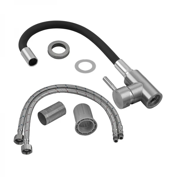 Смеситель для кухни Armata SUS-011 Refl.Black с силиконовым изливом (излив черный) (CH6480)