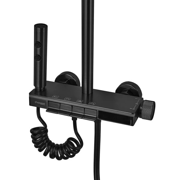 Душевая колонна Champion PBL-009-J Black со смесителем с кнопочным переключателем, 4 режима (CH6499)