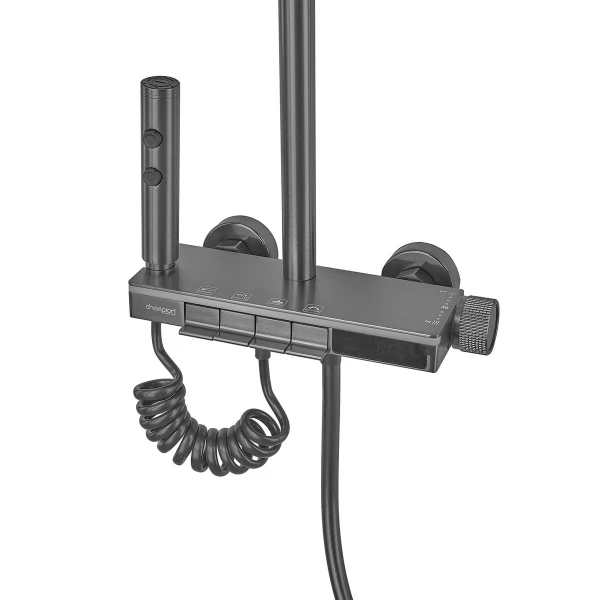 Душевая колонна Champion PBL-009-J Graphite со смесителем с кнопочным переключателем, 4 режима (CH6500)