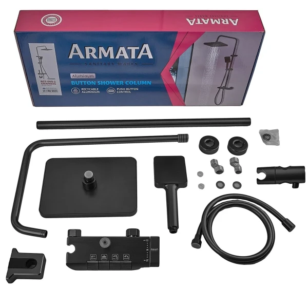 Душевая колонна Armata BCF-009-J Black со смесителем с кнопочным переключателем, 3 режима (CH6506)