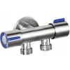 Кран для підключення сантехприладів Champion VAL-11-1/2x1/2x1/2 з нержавіючої сталі SUS304 (синій) (CH6541)