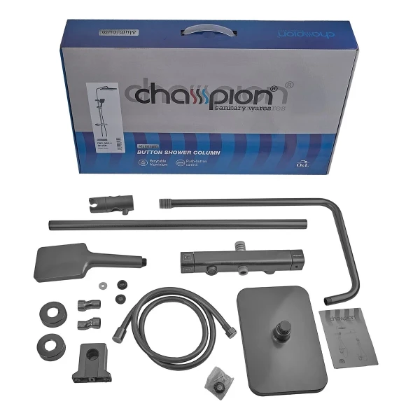 Душевая колонна со смесителем из алюминия CHAMPION PBC-009-J GRAPHITE, 3 режима (CH6548)