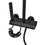 Душевая колонна со смесителем с кнопочным переключателем из алюминия CHAMPION PBD-009-J BLACK, 4 режима (CH6549)