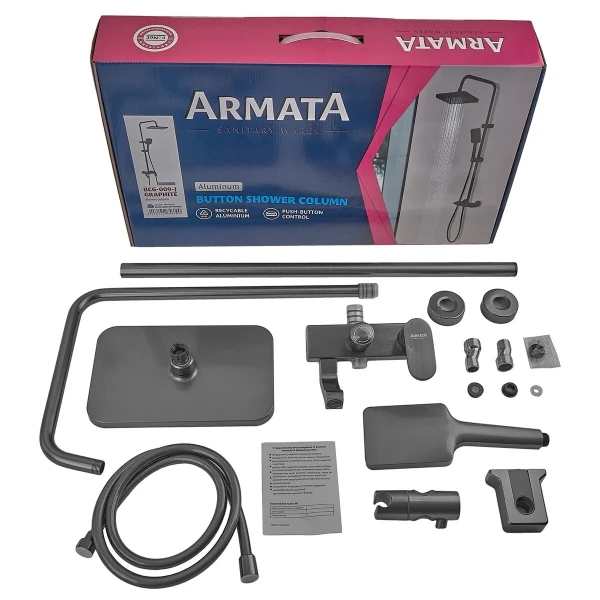 Душевая колонна со смесителем из алюминия ARMATA BCG-009-J GRAPHITE, 3 режима (CH6561)