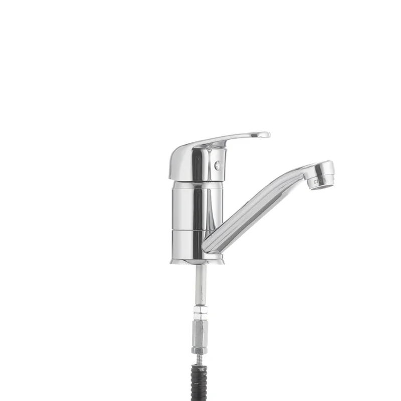 Смеситель для умывальника Cron Magic 004 (излив 15 см) (черная ручка) (CR0107)