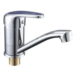 Смеситель для умывальника Cron Magic 555-15 CM хромированный с синей ручкой на гайке (CR0111)
