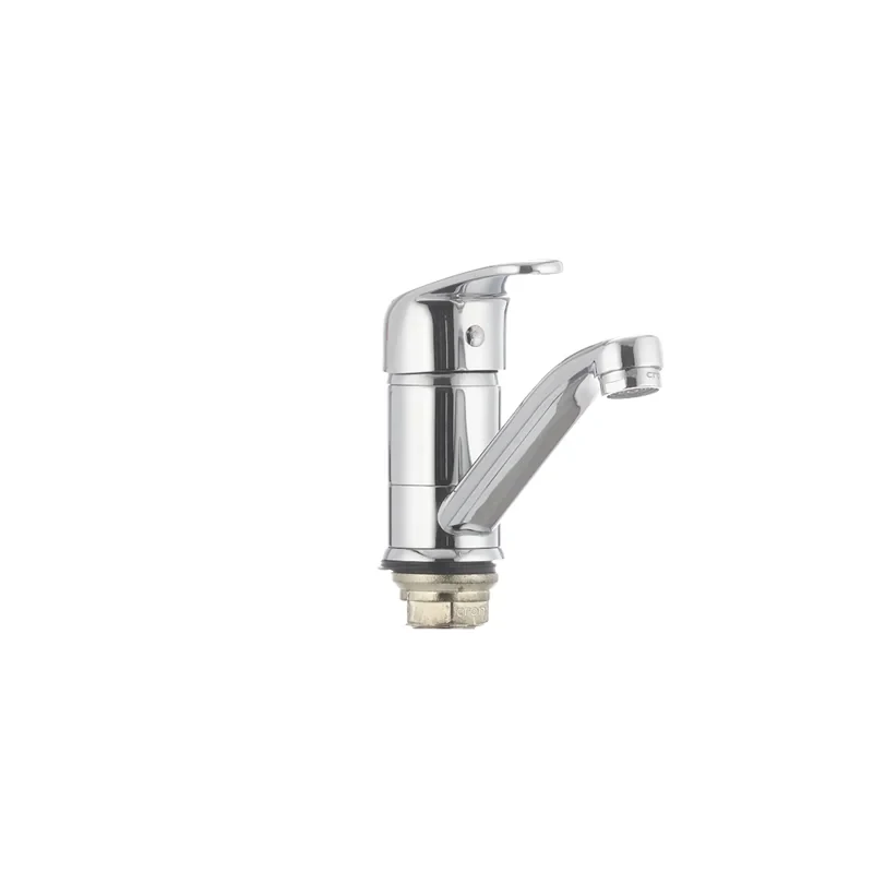 Смеситель для умывальника Cron Magic 555 (излив 15 см) (черная ручка) (CR0131)