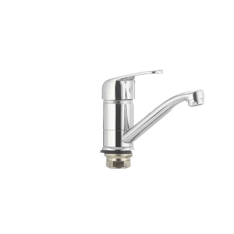 Смеситель для умывальника Cron Magic 555 (излив 15 см) (черная ручка) (CR0131)