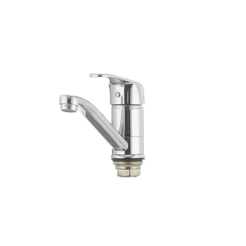 Смеситель для умывальника Cron Magic 555 (излив 15 см) (черная ручка) (CR0131)