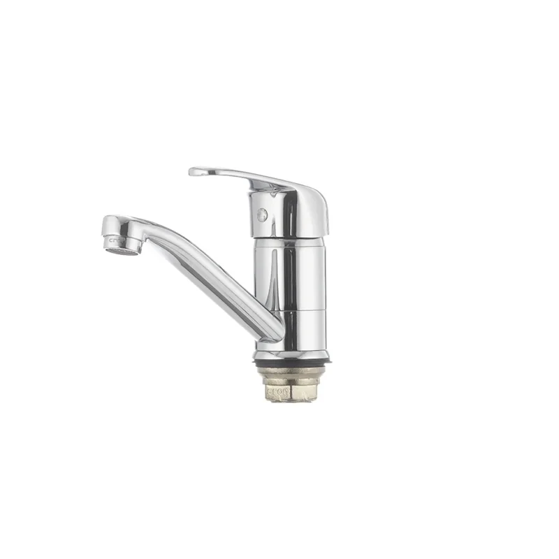 Смеситель для умывальника Cron Magic 555 (излив 15 см) (черная ручка) (CR0131)