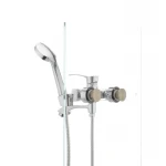 Смеситель для ванны Cron Sonata 009 хромированный однорычажный с коротким литым изливом и душевым набором (CR0816)