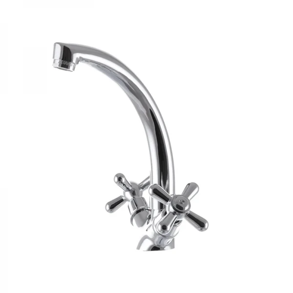 Смеситель для кухни EUROPRODUCT Dominox 272 латунный хромированный двухвентильный с высоким поворотным изливом (EP0088)