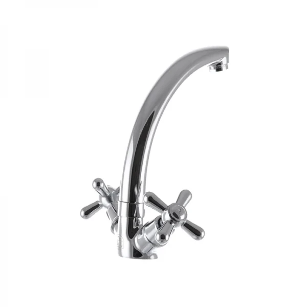 Смеситель для кухни EUROPRODUCT Dominox 272 латунный хромированный двухвентильный с высоким поворотным изливом (EP0088)